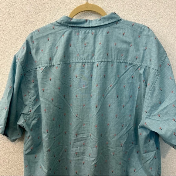 Paper Denim & Cloth Blue Mini Flamingo Print Button Down Novelty Shirt- Size 2X - Picture 10 of 12